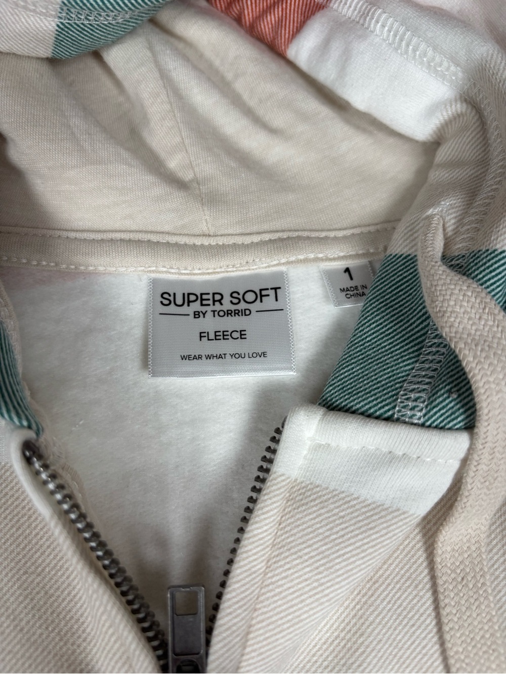 Torrid Super Soft Fleece Zip Hoodie Size 1 L XL Pastel Striped Hooded Jacket - Picture 4 of 7